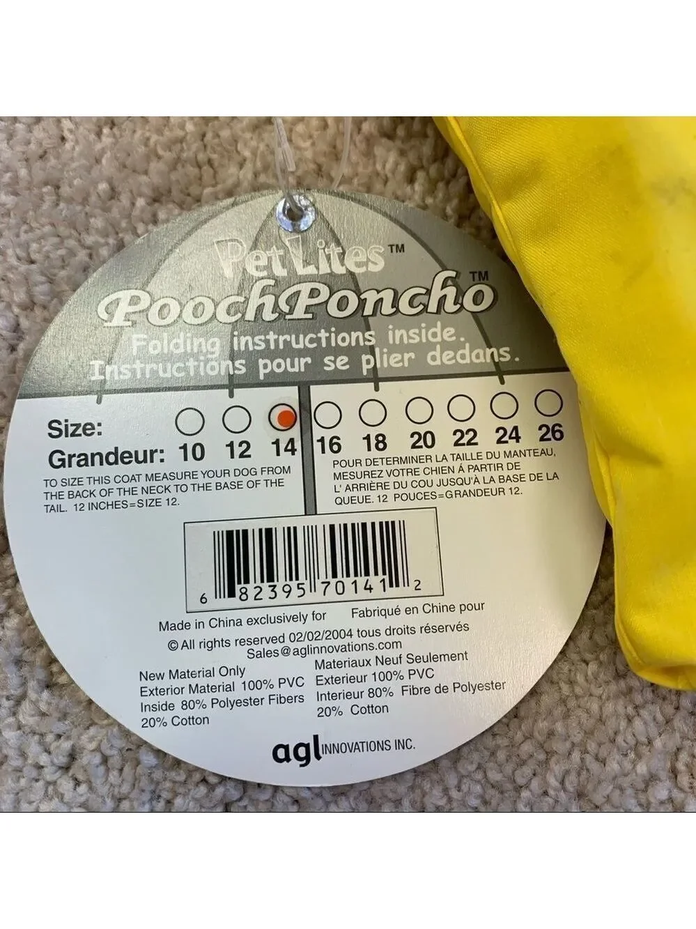 PETLITES Poochponcho yellow small breed dog raincoat multiple sizes